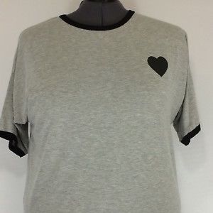 Boohoo Tipped T-Shirt With Heart SZ 16